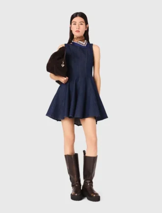Mini-robe en denim à volants