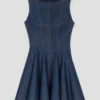 Mini-robe en denim à volants Mini-robe en denim à volants