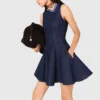 Mini-robe en denim à volants Mini-robe en denim à volants