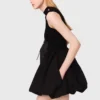 Mini-robe en maille côtelée et taffetas