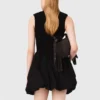 Mini-robe en maille côtelée et taffetas