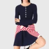 Mini-robe en maille à jupe évasée