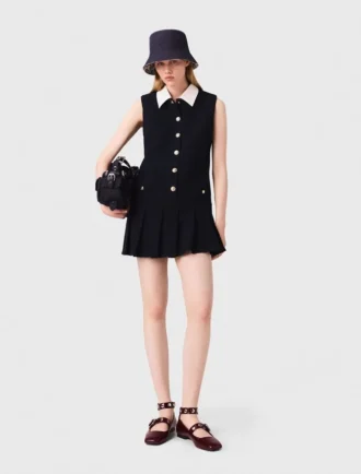 Mini-robe en tweed avec col amovible