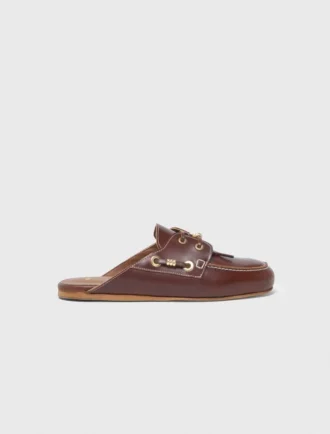Mules bateau en cuir