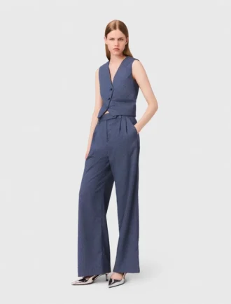 Pantalon de costume à plis avec strass
