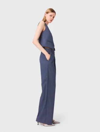 Pantalon de costume à plis avec strass