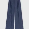 Pantalon de costume à plis avec strass