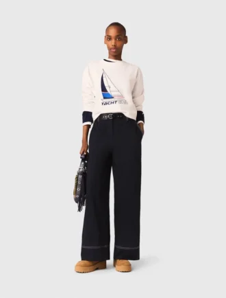 Pantalon en coton avec ceinture en cuir