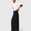Pantalon en coton avec ceinture en cuir