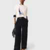 Pantalon en coton avec ceinture en cuir