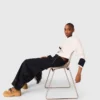 Pantalon en coton avec ceinture en cuir