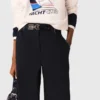 Pantalon en coton avec ceinture en cuir