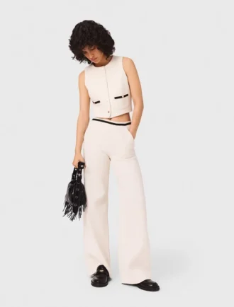 Pantalon large effet tweed
