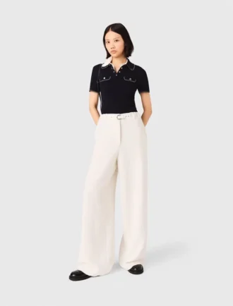 Pantalon large en tweed