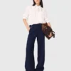 Pantalon marin en mélange de lin