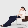 Pantalon marin en mélange de lin