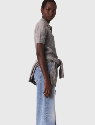 Polo en laine avec col orné de strass
