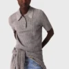 Polo en laine avec col orné de strass