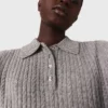 Polo en laine avec col orné de strass