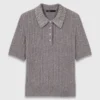 Polo en laine avec col orné de strass