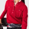 Pull à col polo avec broderie