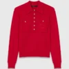 Pull à col polo avec broderie