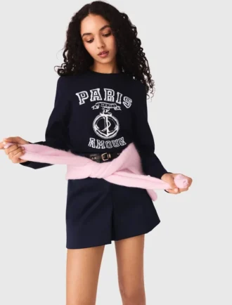 Pull à col rond avec slogan