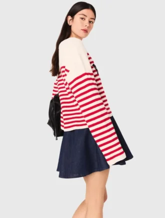 Pull en maille côtelée rayée