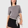 Pull à manches courtes avec strass