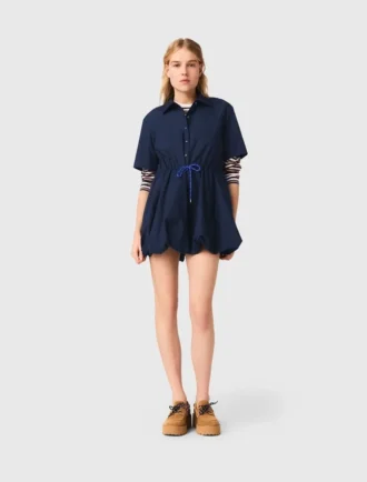 Robe bouffante à manches courtes en coton