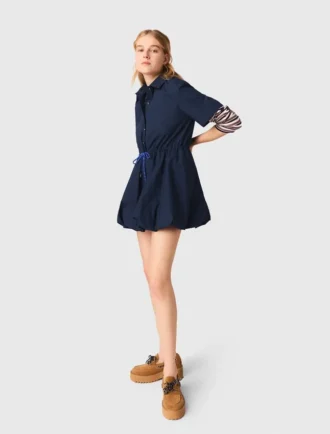 Robe bouffante à manches courtes en coton