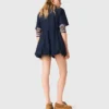 Robe bouffante à manches courtes en coton