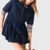 Robe bouffante à manches courtes en coton