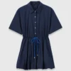 Robe bouffante à manches courtes en coton