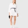 Robe chemise avec ceinture contrastée