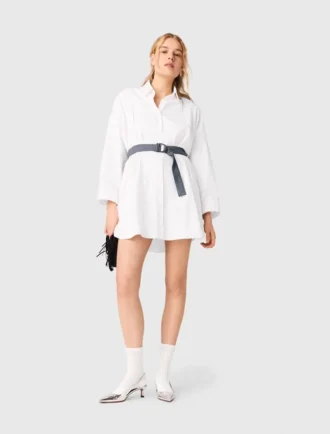 Robe chemise avec ceinture contrastée
