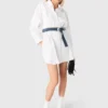 Robe chemise avec ceinture contrastée