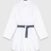 Robe chemise avec ceinture contrastée