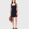 Robe courte en mélange de lin