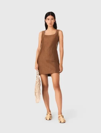 Robe courte en mélange de lin
