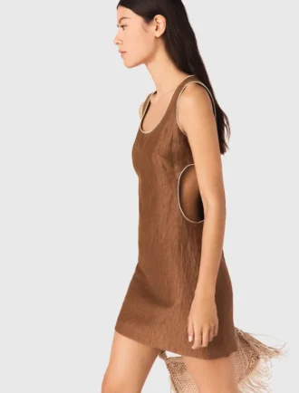 Robe courte en mélange de lin
