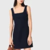 Robe courte en mélange de lin