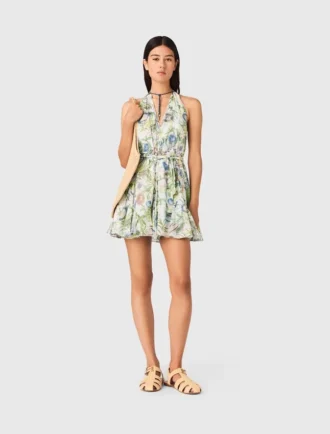 Robe courte à motifs, dos nu