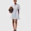 Robe courte à motifs en mélange de lin Robe courte à motifs en mélange de lin