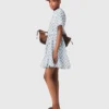 Robe courte à motifs en mélange de lin Robe courte à motifs en mélange de lin