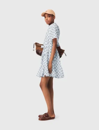 Robe courte à motifs en mélange de lin