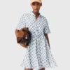 Robe courte à motifs en mélange de lin Robe courte à motifs en mélange de lin