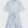 Robe courte à motifs en mélange de lin Robe courte à motifs en mélange de lin