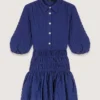 Robe courte plissée effet satiné