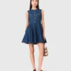 Robe courte évasée en denim Robe courte évasée en denim